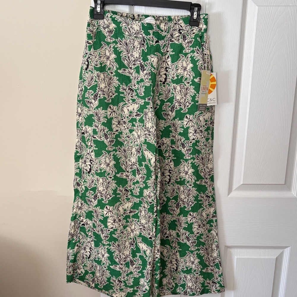 C&C California Green and Cream Floral Pants
